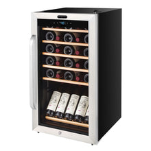 Load image into Gallery viewer, 34 Bottle Whynter Freestanding Stainless Steel Refrigerator with Display Shelf and Digital Control