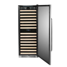 Load image into Gallery viewer, 164 Bottle Whynter Built-in Stainless Steel Dual Zone Compressor Wine Refrigerator with Display Rack and LED display