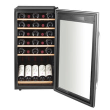 Load image into Gallery viewer, 34 Bottle Whynter Freestanding Stainless Steel Refrigerator with Display Shelf and Digital Control